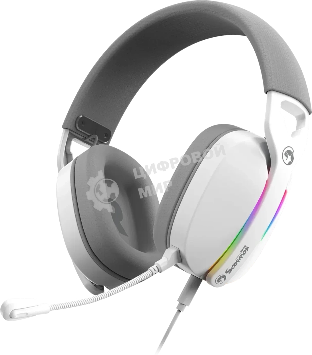 Гарнитура Marvo Pulz 70S Gaming Headset белый, проводная, USB, 7.1 Surround, RGB-подсветка