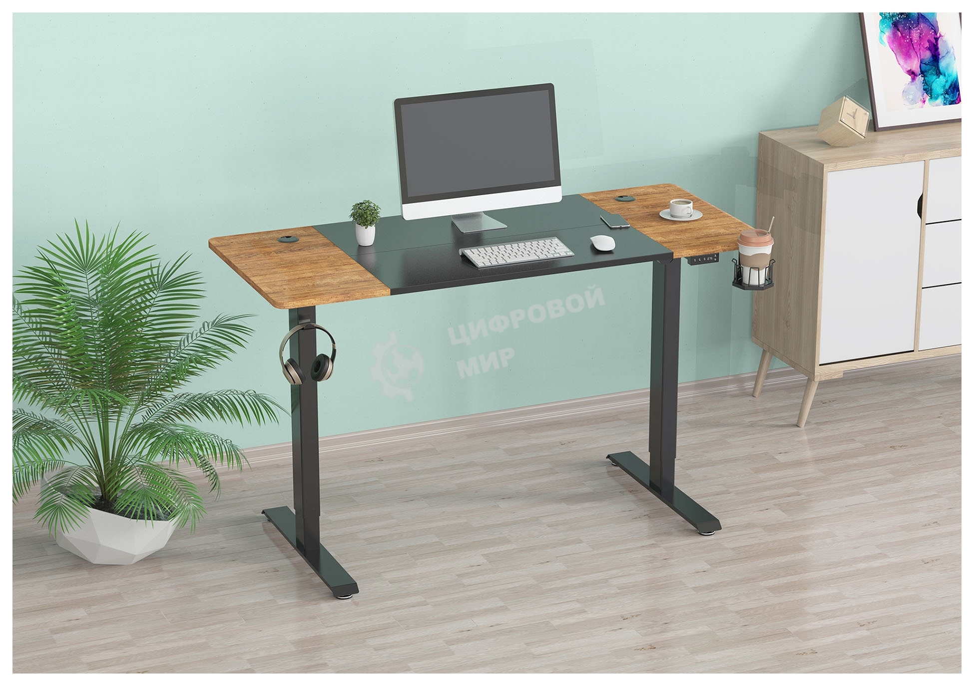 Стол игровой Cactus CS-EDL-BAWD столешница МДФ черный дуб антик, каркас черный