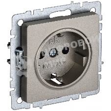 Розетка 1-местная IEK BRITE РС11-1-0-БрШ (BR-R11-16-K37) с заземлением, без защитных шторок, 16А, шампань