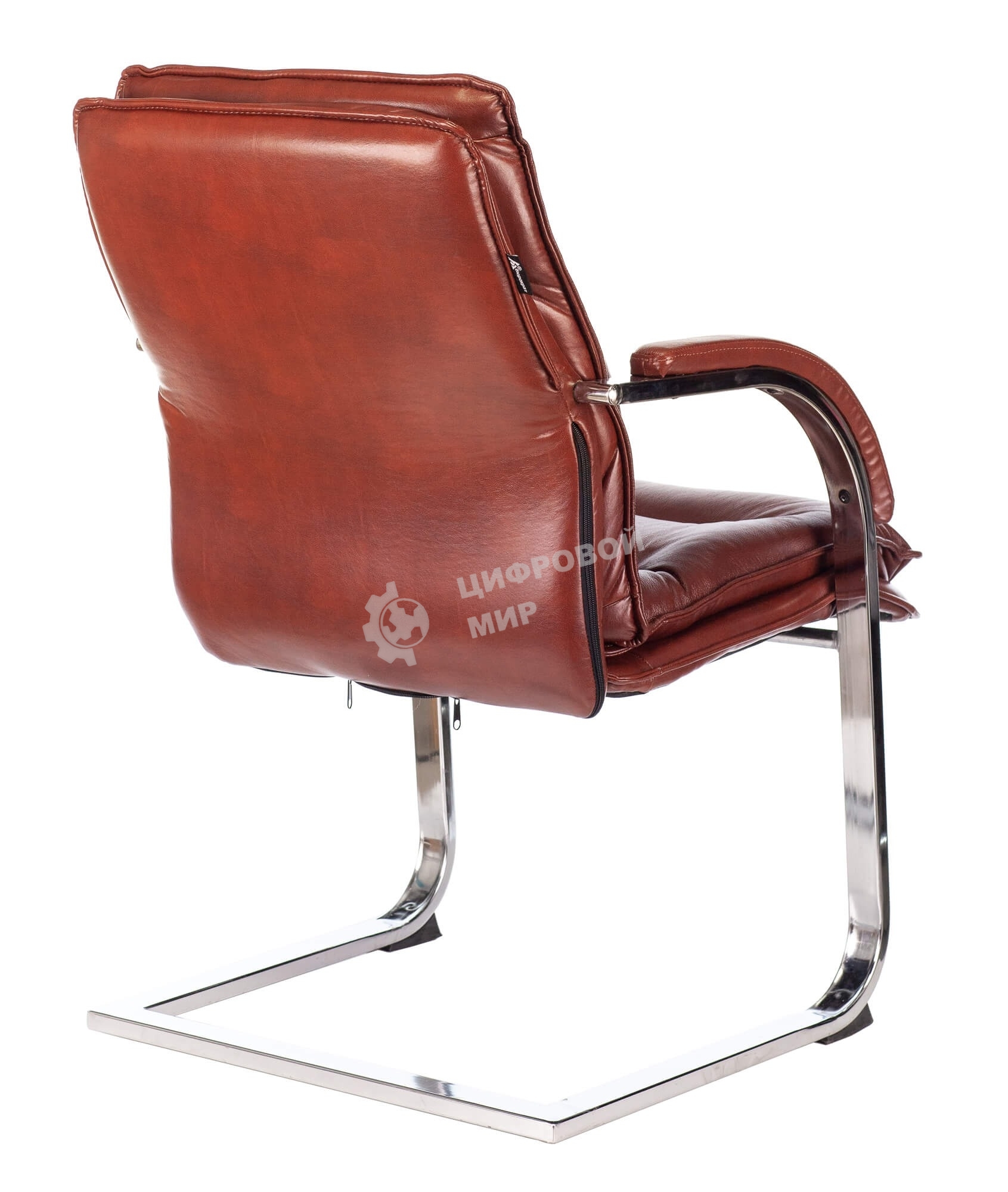 Кресло офисное Бюрократ T-9927SL-LOW-V Leather Eichel светло-коричневый, кожа, низк. спин. полозья металл хром