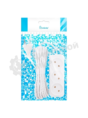 Удлинитель 3 гнезда 5 метров 6А/1,35 кВт без заземления ШВВП 2х0,75 (SBE-10-3-05-F)