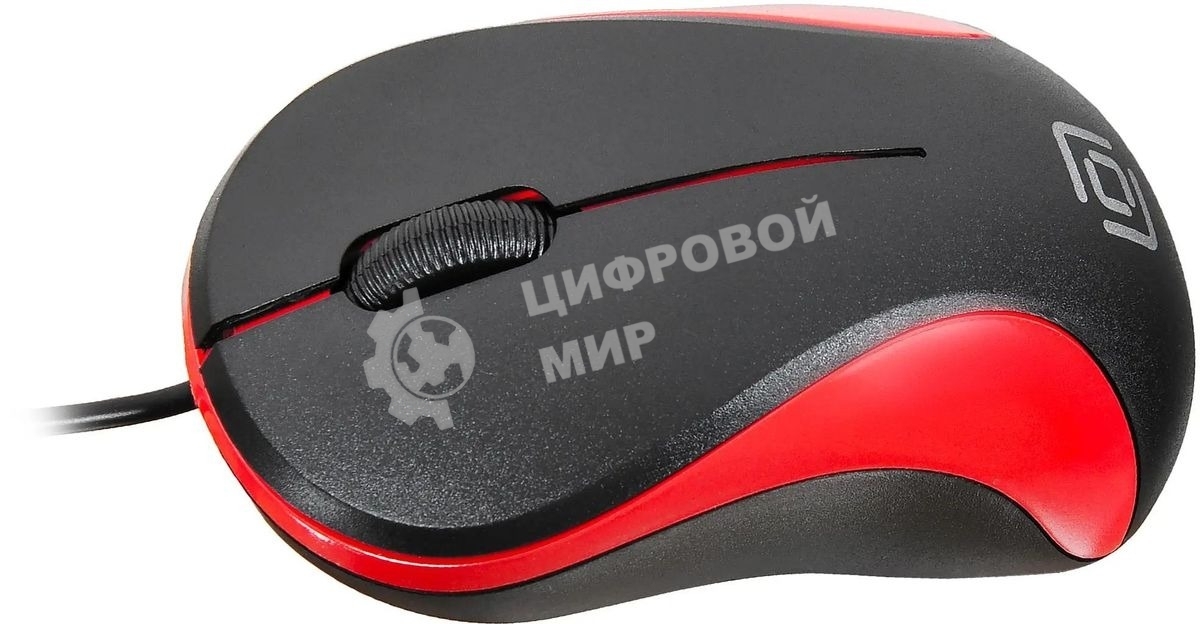 Мышь проводная Oklick 115S черный/красный, 1200 dpi, USB, кнопки - 3