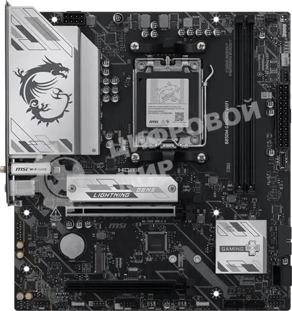 Материнская плата MSI B850M GAMING WIFI, AM5, AMD B850, 2xDDR5, 4xSATA, 2xM.2, 1xPCIe 5.0 x16, 1xPCIe 4.0 x16, 1xDP, 1xHDMI, 1x2.5Gb LAN, Wi-Fi 7, Bluetooth 5.4, 1xUSB-C 10Gbps, 3xUSB-A 5Gbps, 2xUSB-A 2.0, 2x3.5 мм, 7.1, mATX