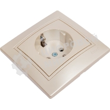 Розетка 1-м СП Мира керам. с заземл. жемчуж. белый перламутр Lezard 701-3030-122