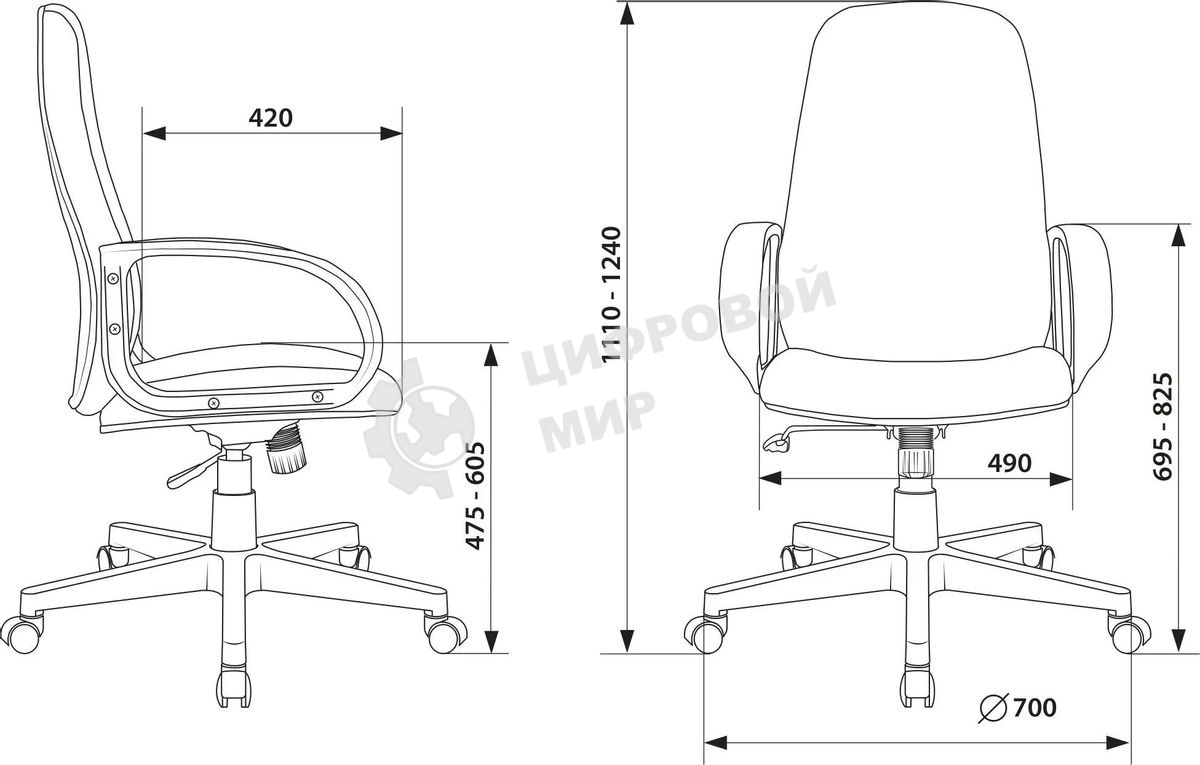 Кресло руководителя Бюрократ CH-808AXSN/TW-12 серый TW-12