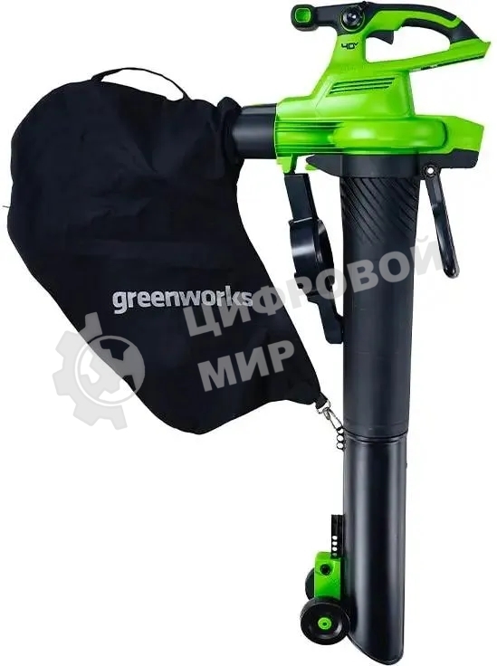 Воздуходув-Садовый Пылесос аккумуляторный GreenWorks GD40BVII, 40V, бесщеточный, без АКБ и ЗУаккумуляторный (2406907)