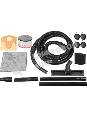 Строительный пылесос Зубр ПУ-15-1200 М1 красный/черный, 1200 Вт, уборка сухая/влажная, пылесборник мешок, 15 л