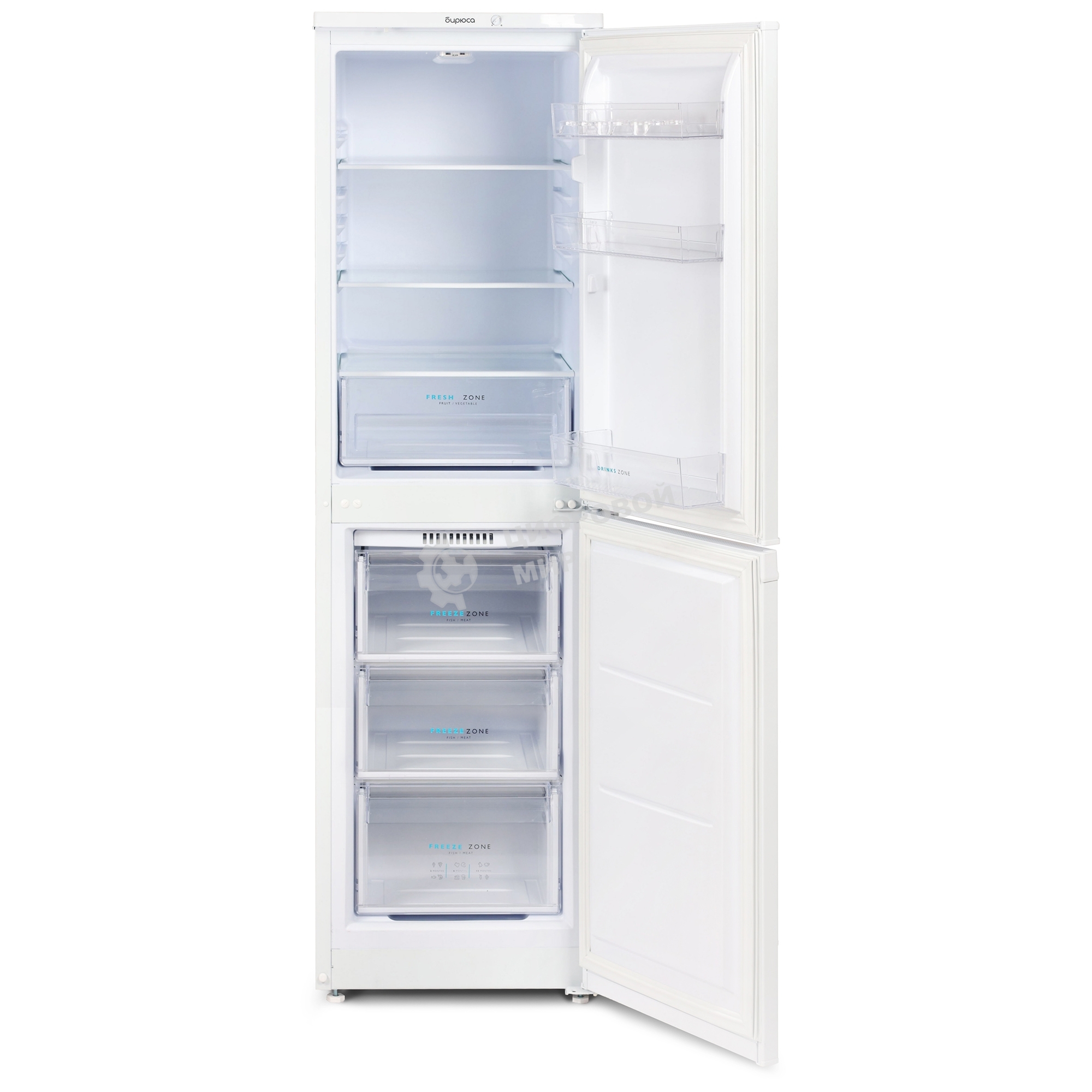 Холодильник Бирюса 420 белый двухкамерный 125/80л морозилка снизу