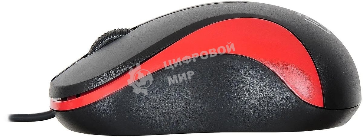 Мышь проводная Oklick 115S черный/красный, 1200 dpi, USB, кнопки - 3