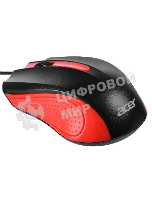 Мышь проводная Acer OMW012 черный/красный, 1200 dpi, USB, кнопки - 3