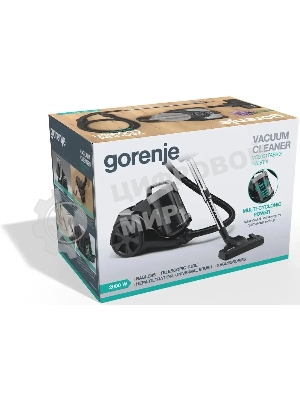 Пылесос Gorenje VC2001TABKG черный, 220/2200 Вт, уборка сухая, пылесборник контейнер 3,3 л