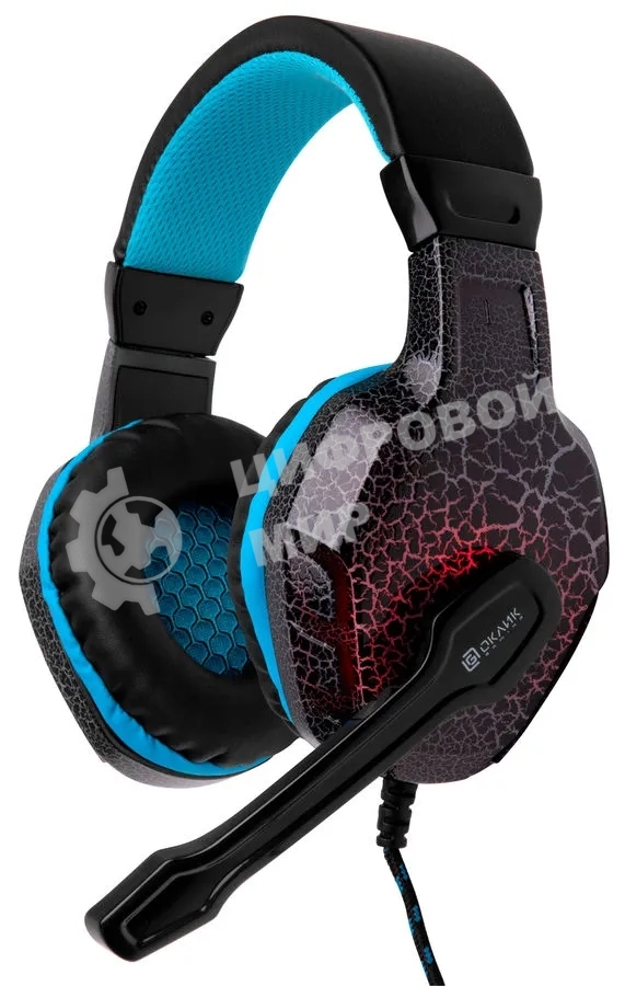 Гарнитура проводная с микрофоном Oklick ZEUS HS-L400G черно-синие 1.8м мониторы оголовье (NO-3000 LED)