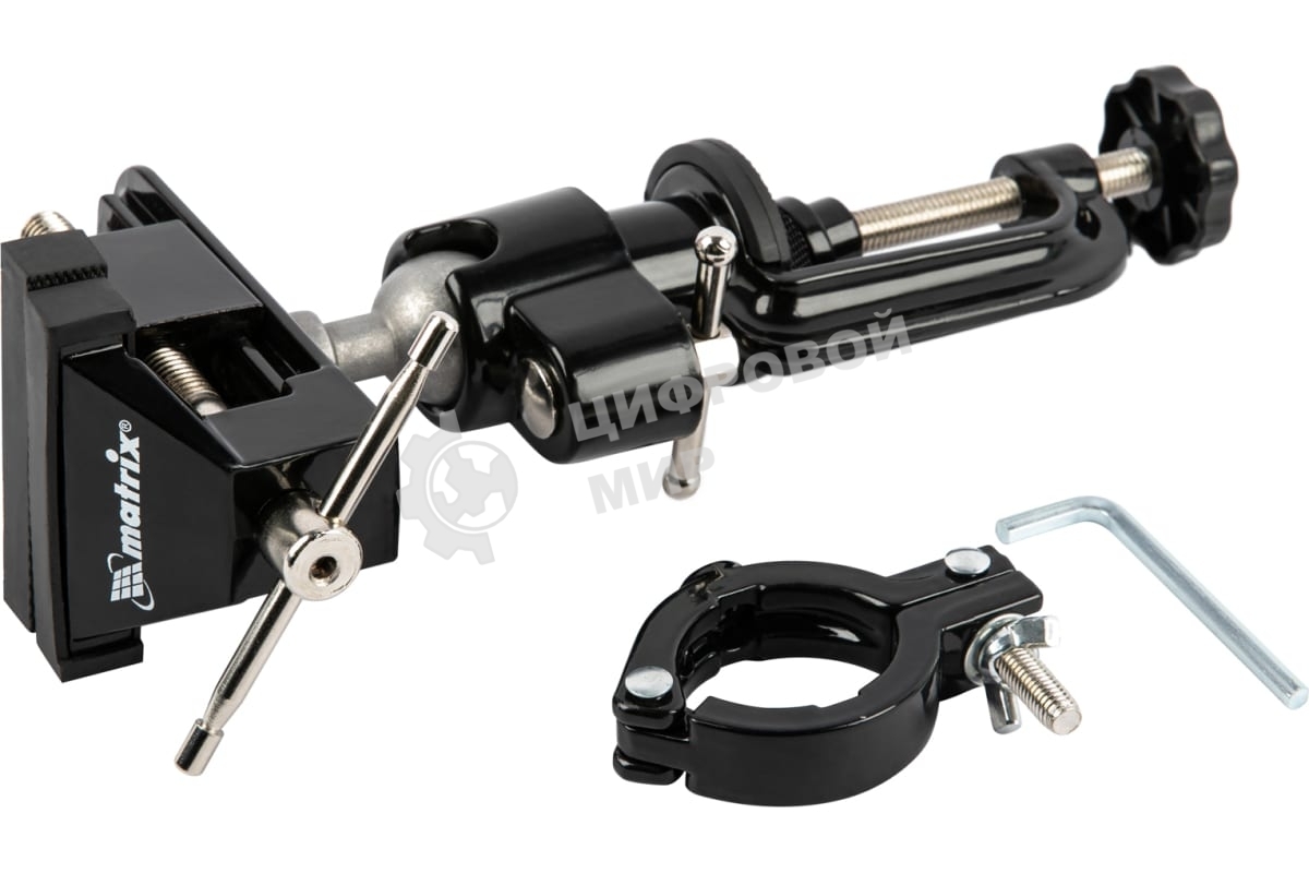 Тиски настольные Matrix многофункциональные, смен.насадка-хомут для дрели, шарнирный механизм