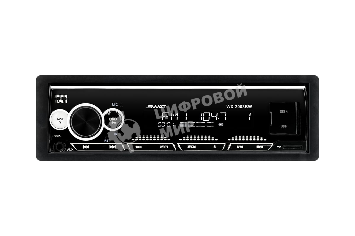 Автомагнитола SWAT WX-2003BW, 1 DIN, Bluetooth, USB Type-A, AUX