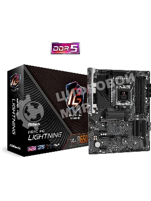 Материнская плата ASRock B650 PG Lightning, AM5, AMD B650, 4xDDR5, 4xSATA, 3xM.2, 1xPCI-E 4.0 x16, 1xPCI-E 4.0 x2, 1xHDMI, 1x 2.5Gb LAN, 4xUSB-A 2.0, 7xUSB-A 3.2 Gen 1, 1xUSB-C 3.2 Gen 2x2, 3x3.5 мм, 7.1, ATX
