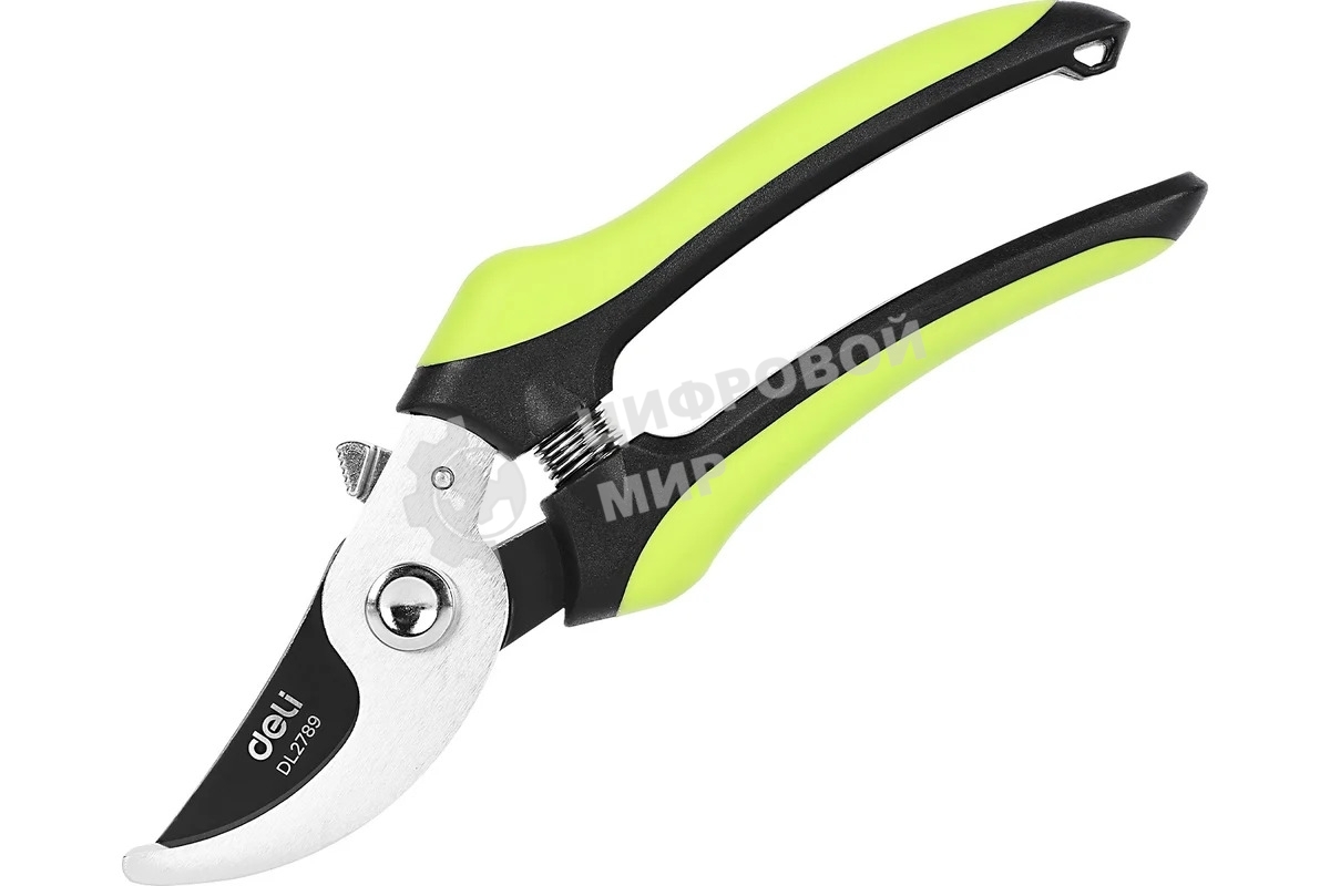 Секатор садовый Deli DL2789 лезвия с тефлоновым покрытием, длина 200мм, макс. диаметр резки 15мм, сталь SK5