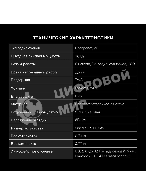 Колонка портативная Hyundai H-PS1020 черный 16W 2.0 BT 10м 1500mAh