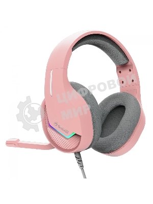 Гарнитура Marvo H8618 Tactic 40 розовый, проводная, USB, микрофон с шумоподавлением, RGB-подсветка
