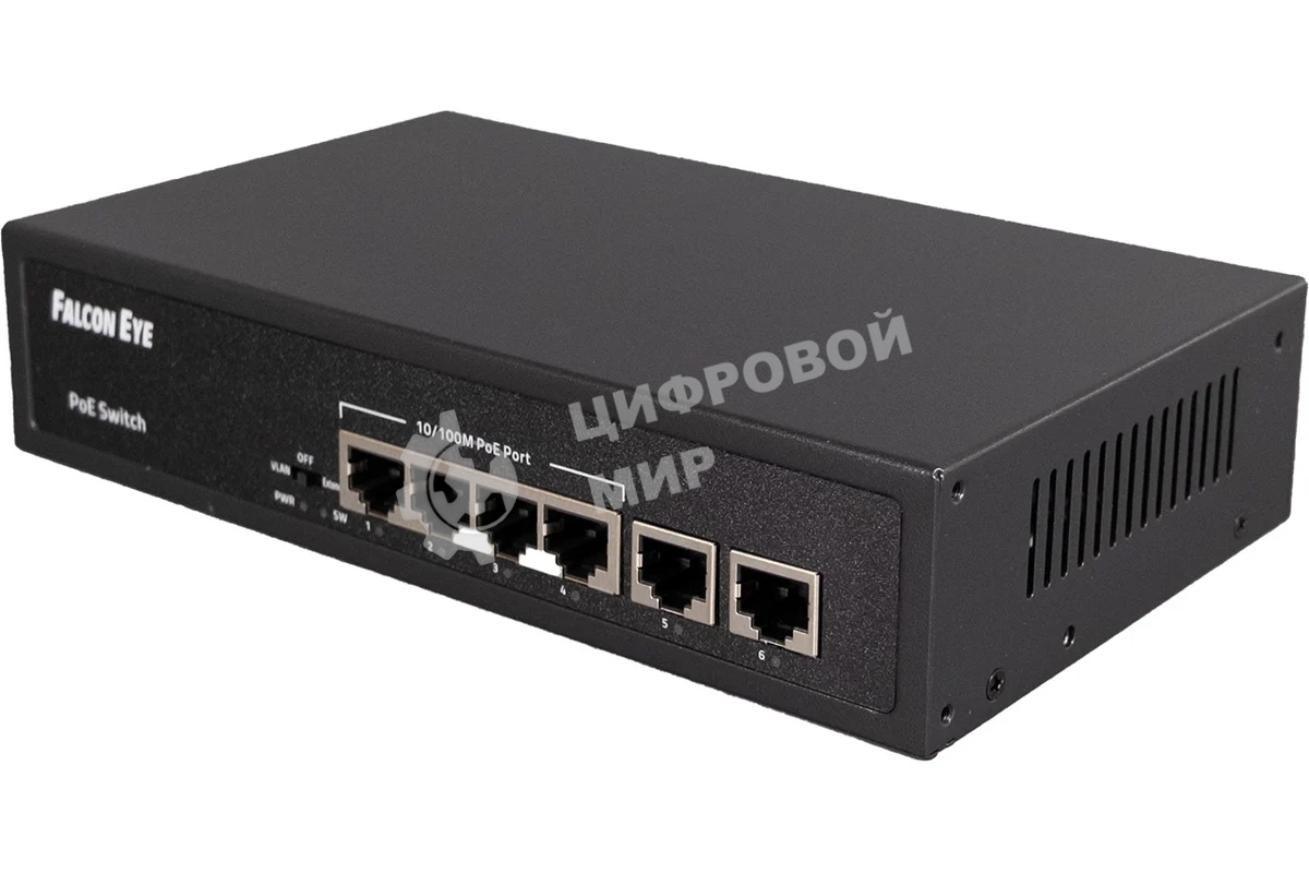 Коммутатор Falcon Eye FE-4FPF2, 4×100 Мбит/с PoE + 2×100 Мбит/с Uplink, неуправляемый
