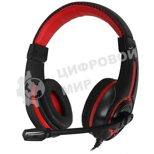 Гарнитура проводная с микрофоном Oklick HS-L200 черный/красный 2м мониторы оголовье (359484)