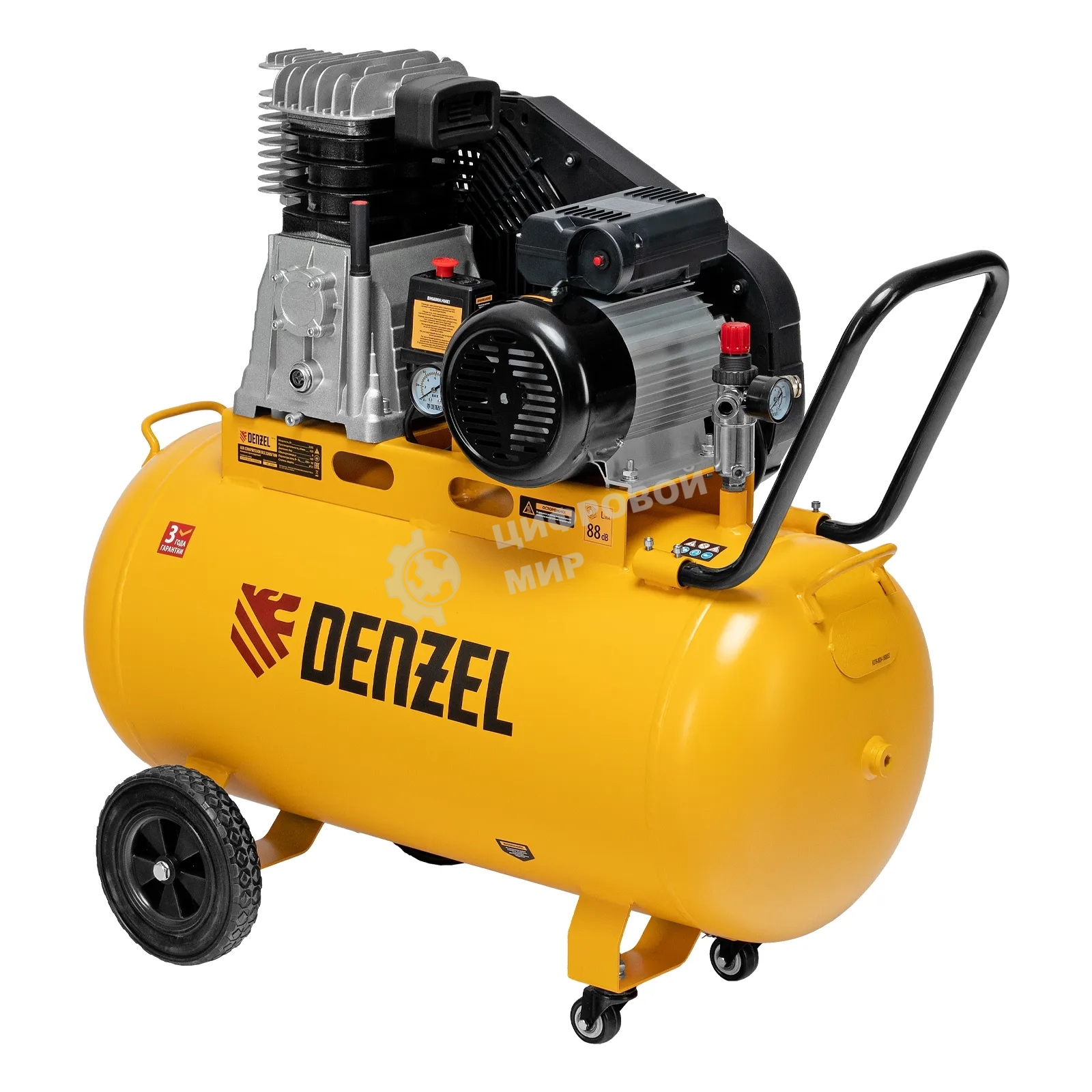 Компрессор воздушный рем. привод BCI 2200/100, 2,2 кВт, 100 л, 420 л/мин Denzel