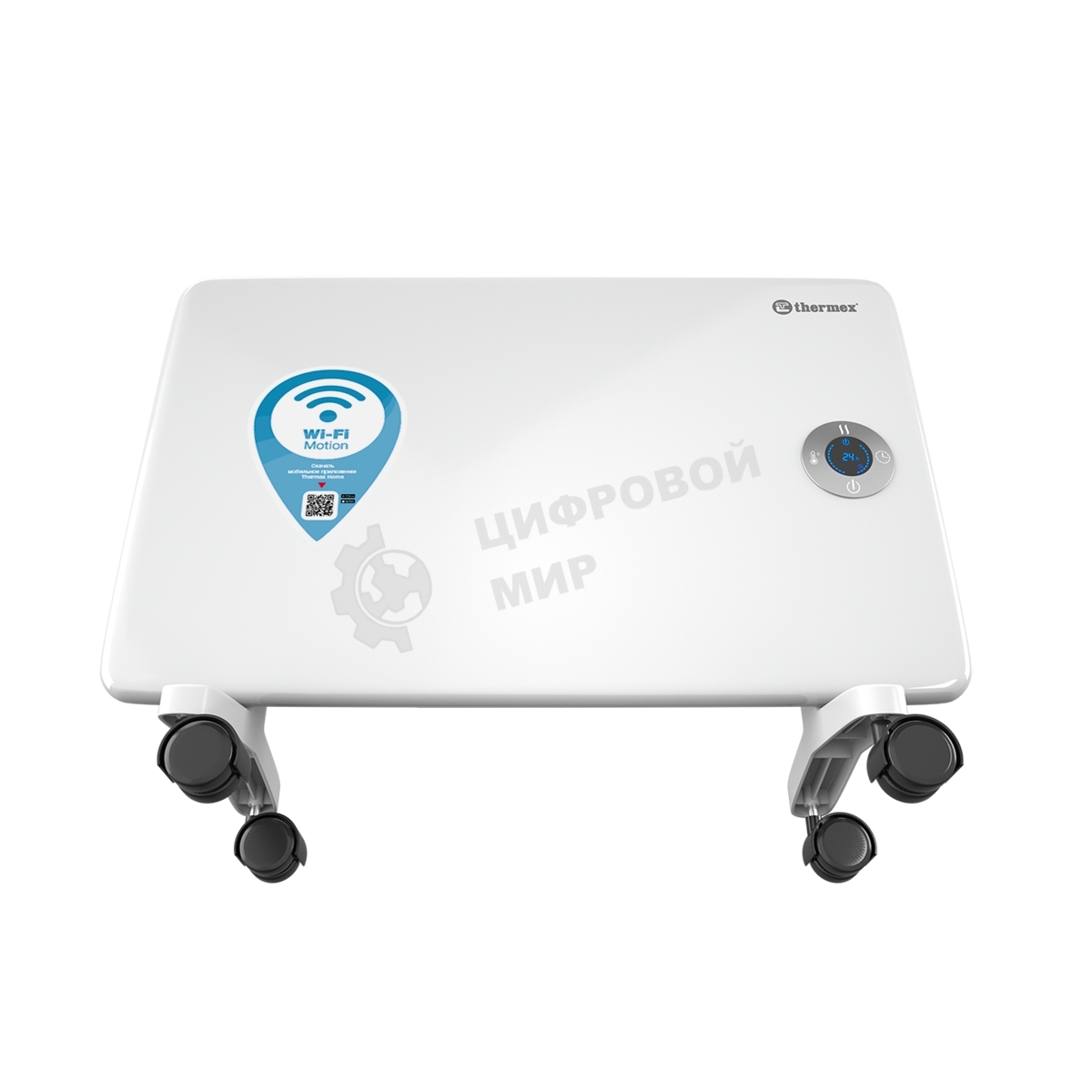 Конвектор электрический Thermex Frame 1000E белый, 1000 Вт, 15 м2, термостат, дисплей, WiFi