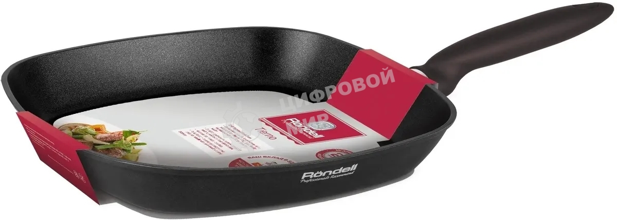 Сковорода-гриль Rondell Tierno RDA-1579, 28 см, без крышки, черный