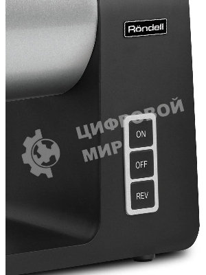 Мясорубка электрическая Rondell 1451-RE-01 серебристый/черный, 2300 Вт, 2.0 кг/мин, реверс, защита от перегрузки, металлический лоток, насадки - 5