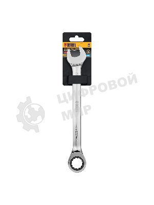 Ключ комбинированный Denzel, с трещеткой, 22 мм