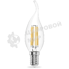 Лампа филам. Gauss Filament 8Вт цок.:E14 свеча св.свеч.бел.теп. (упак.:10шт) (42118)
