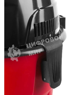 Строительный пылесос Зубр ПУ-15-1200 М1 красный/черный, 1200 Вт, уборка сухая/влажная, пылесборник мешок, 15 л