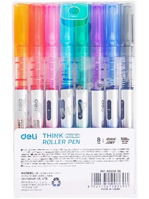 Набор ручек роллер Deli Think EQ300-8C ассорти, d=0.5мм, ассорти чернила (8шт) стреловидный пишущий наконечник