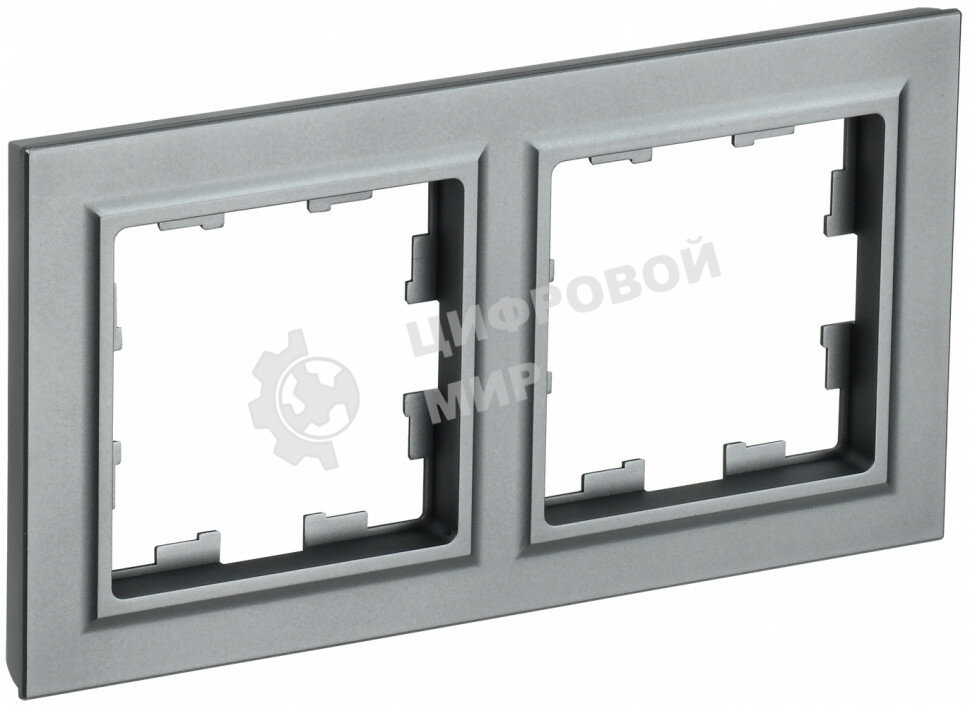 Рамка 2-местная IEK BRITE РУ-2-БрС сталь