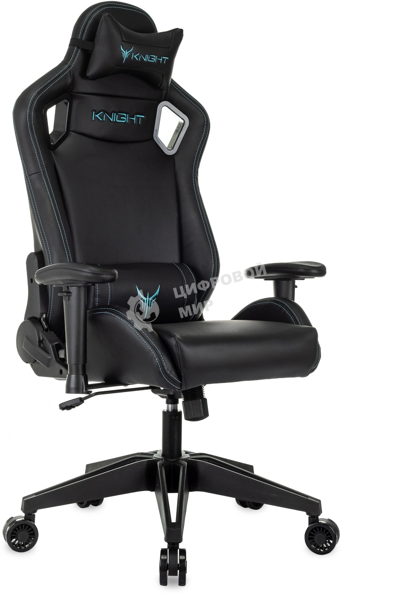 Кресло Knight Outrid Smile черный, экокожа, 120 кг, механизм качания