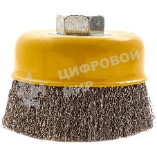 Щетка для УШМ Denzel 100 мм, М14, чашка, витая нержавеющая проволока 0,3 мм