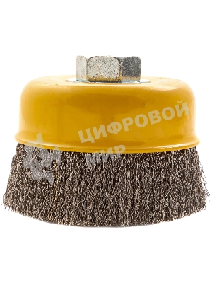 Щетка для УШМ Denzel 100 мм, М14, чашка, витая нержавеющая проволока 0,3 мм