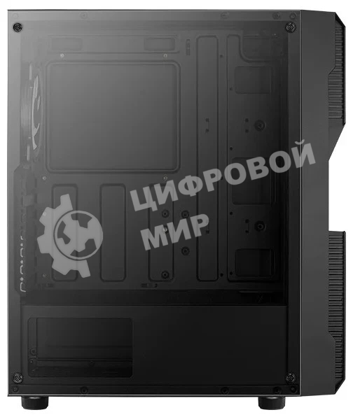 Корпус Aerocool / Formula Menace Saturn RGB-G-BK-v1 (3xUSB, 2xAudio, 0.5 мм, 120 мм FAN, прозрачная стенка-закаленное стекло, mATX