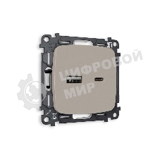 Комплект механизма розетки OMEGA Серо-бежевый матовый 2USB A+C 20W (быстрая зарядка) QUANT (OP3710, VM177) MO371010