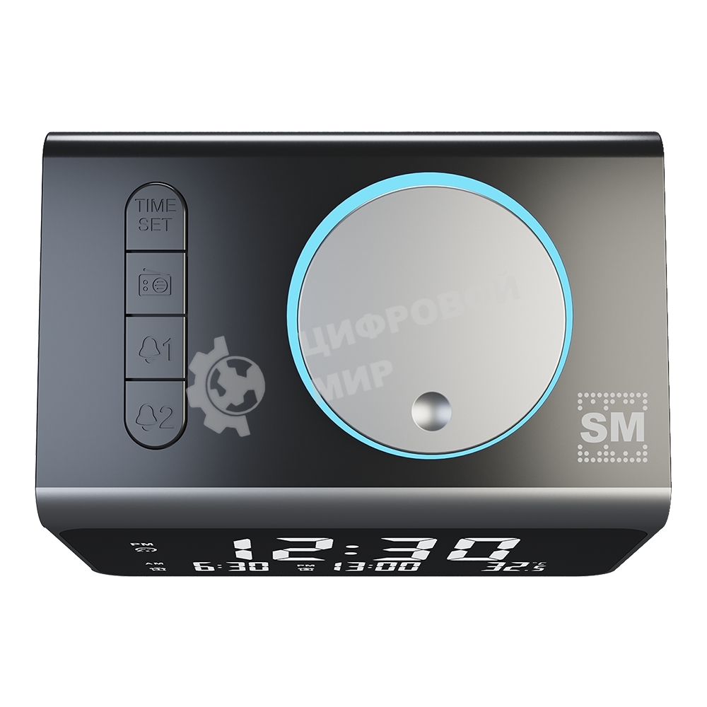 Радиочасы с будильником SoundMax SM-1521U черный с серебром