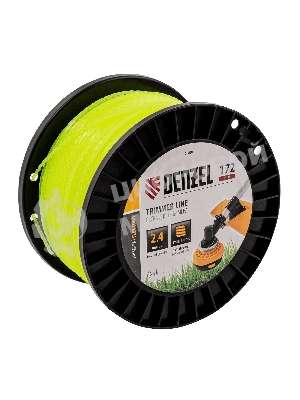 Леска для триммера Denzel зубчатый квадрат, 2,4мм х 172м, на DIN катушке FLEX CORD