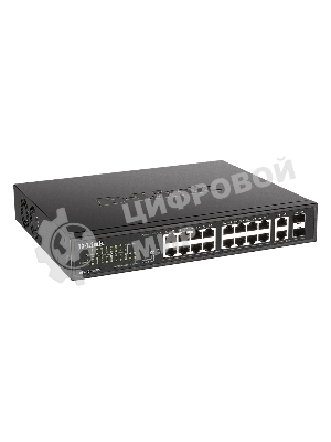Коммутатор D-Link DES-1018MPV2, 16×100 Мбит/с + 2×1 Гбит/с Combo, неуправляемый
