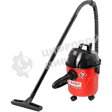 Строительный пылесос Зубр ПУ-15-1200 М1 красный/черный, 1200 Вт, уборка сухая/влажная, пылесборник мешок, 15 л