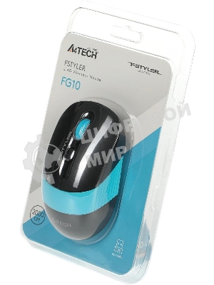Мышь беспроводная A4Tech Fstyler FG10 черный/синий, 2000 dpi, радиоканал, USB, кнопки - 4