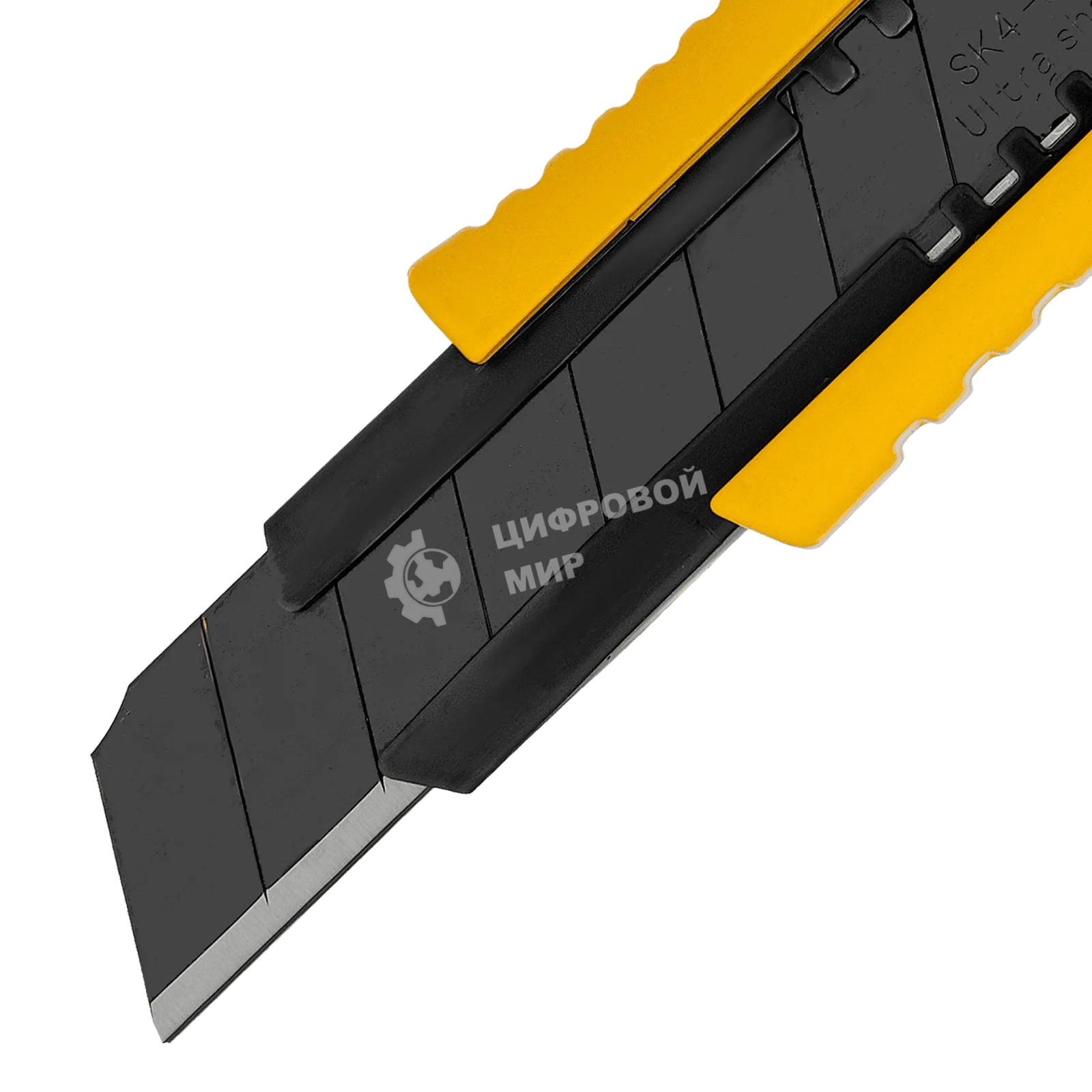 Нож Denzel 18 мм, сменное лезвие, SK4, корпус из цинкового сплава + TPR, торцевой зажим