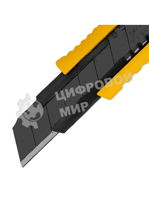 Нож Denzel 18 мм, сменное лезвие, SK4, корпус из цинкового сплава + TPR, торцевой зажим