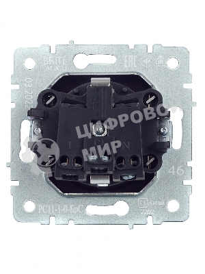 Розетка 1-местная IEK BRITE 16А РС11-1-0-БрС с заземлением, без защитных шторок, 16А, сталь