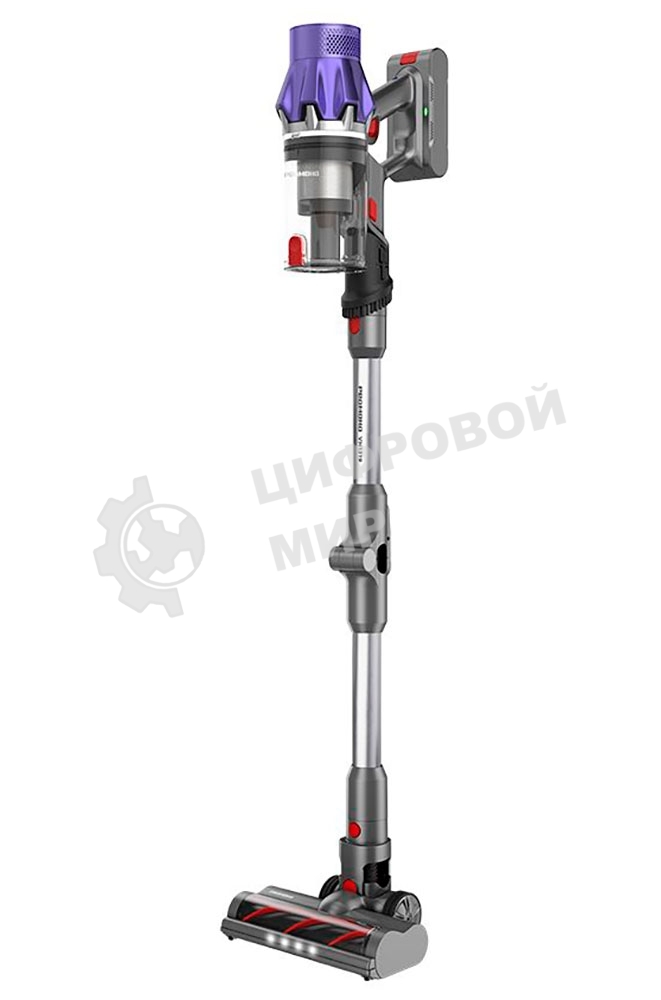 Пылесос вертикальный Redmond VH-1319 серый, питание от аккумулятора, 450 Вт, уборка влажная/сухая, пылесборник 0.6 л (работа от АКБ max 75 мин)