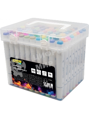 Набор маркеров для скетчинга Silwerhof Idea, двойной пишущий наконечник, 1-7 мм, 80 цветов (80 шт.) пластиковая коробка