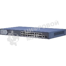 Коммутатор Hikvision DS-3E0526P-E(O-STD), 24×1 Гбит/с PoE + 1×1 Гбит/с SFP, неуправляемый