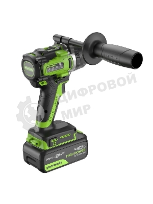 Дрель-шуруповерт аккумуляторная Greenworks GD24DD140 24V, 70/140Нм,Anti-kickback,2х4Ач,ЗУ,кор 3707607CUD